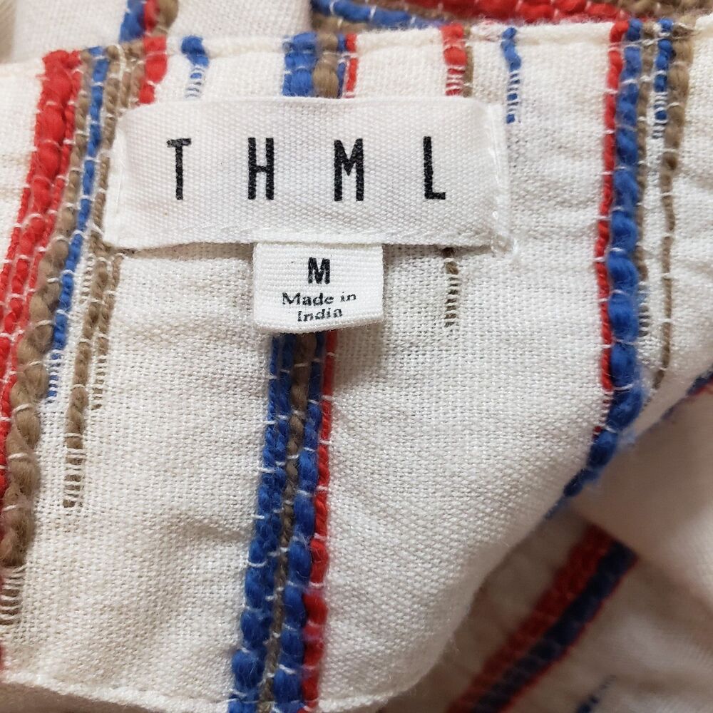 THML Boho Embroidered Flutter Sleeve Top Multicolor Fringe Trim size M - Picture 4 of 6
